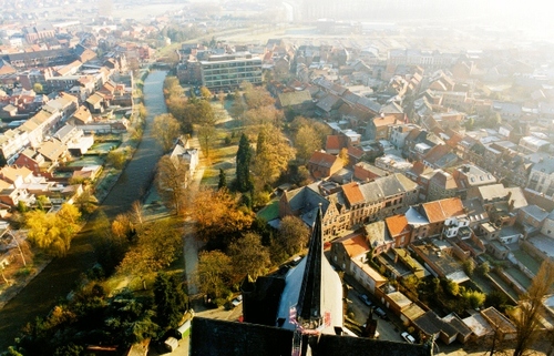 Stadspark van Aarschot vanop de toren van de Onze-Lieve-Vrouwekerk