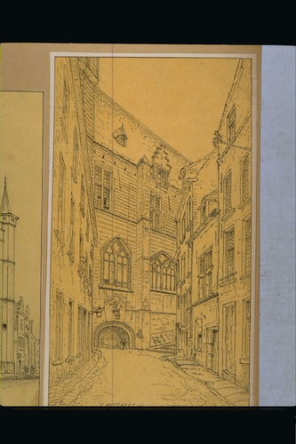 Antwerpen Vleeshouwersstraat 38 Pentekening van het Vleeshuis, E. Puttaert, 1886