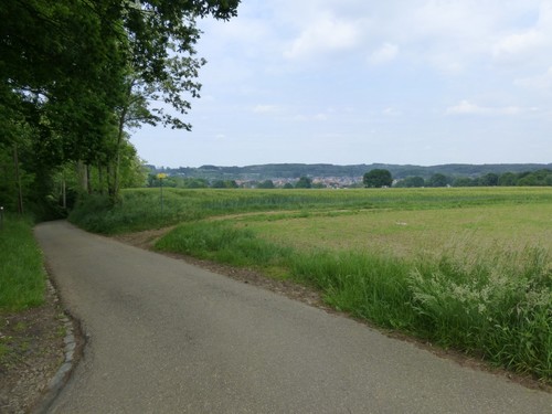 Zicht op begin holle weg in de Donkerstraat nabij het kruispunt met Gemeentebosweg, Aarschot, Gelrode 